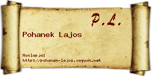 Pohanek Lajos névjegykártya